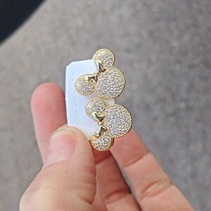 Gold With Stones Mickey Mouse Earrings